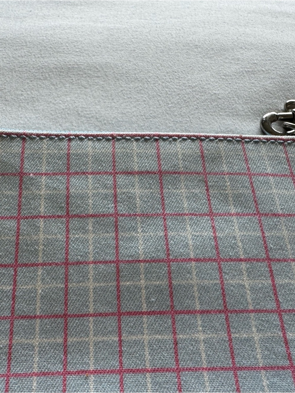 Vintage Coach White Leather Wristlet with Blue and Pink Tattersall Plaid Y2K - Picture 5 of 7